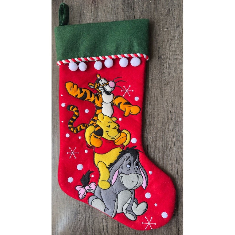Disney Winnie The Pooh And Friends‎ 19" Christmas Stocking 3D Felt Tigger Eeyore